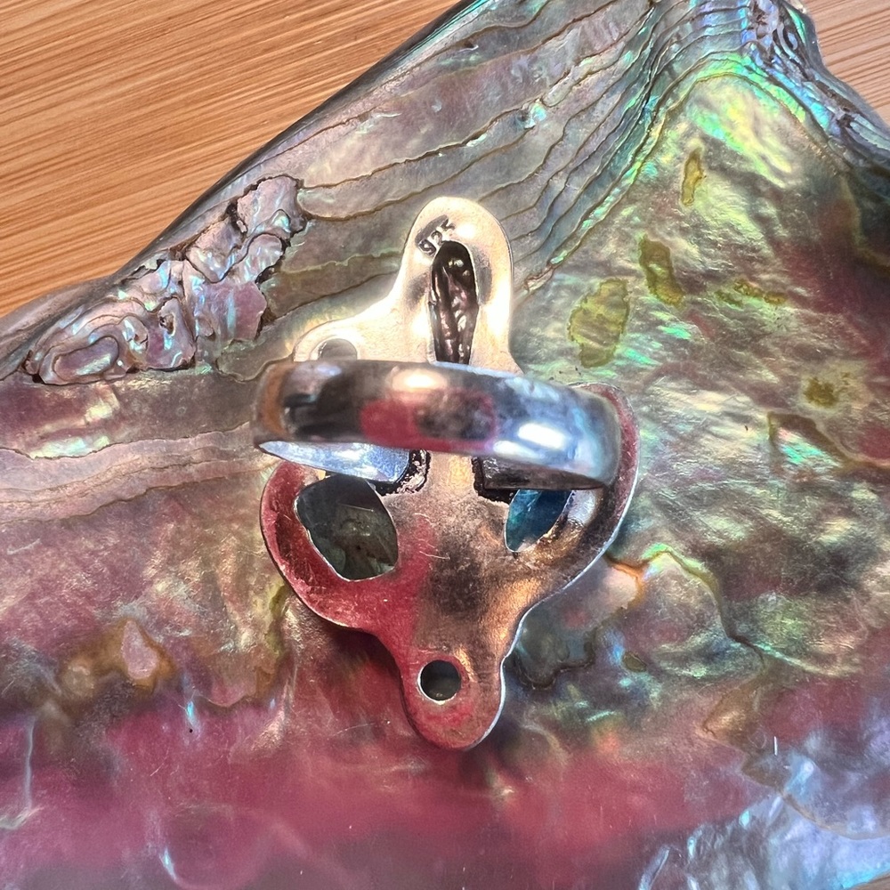 Silver Multi-Stone Ring With Lab & Larimar - image 5